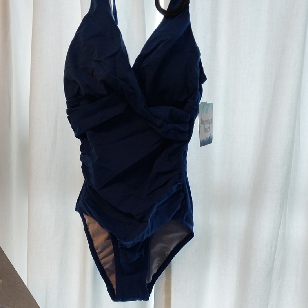 American Beach Royal Blue Ruched One-Piece Swimsuit